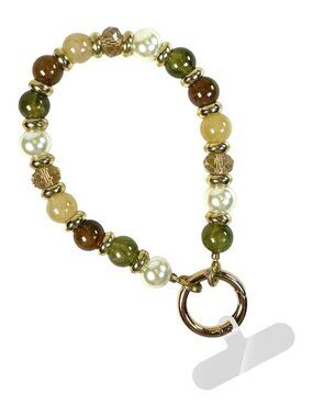 NWT Miami Brown Multi Clip & Go Beaded Wristlet Phone Carrier or Bag Charm